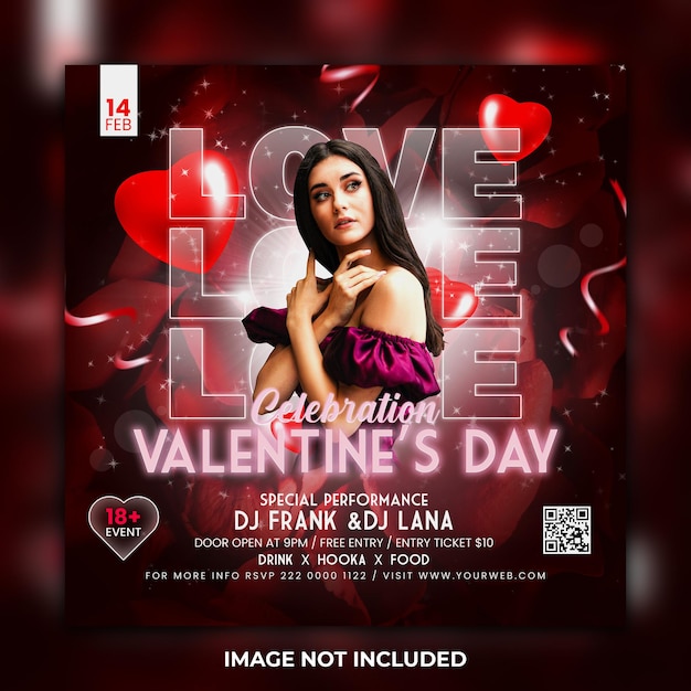 Modèle De Publication Instagram Dj Flyer Saint Valentin