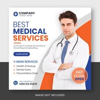 Modèle de publication instagram de flyer carré de soins de santé médicaux ou modèle de bannière de promotion web de publication sur les médias sociaux