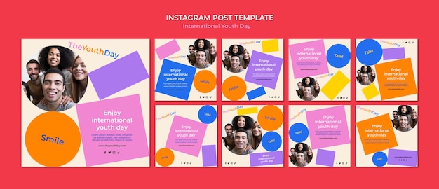PSD modèle de publication instagram de la journée internationale de la jeunesse