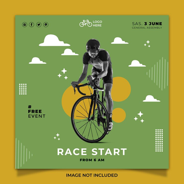 PSD modèle de publication instagram de la journée mondiale du vélo