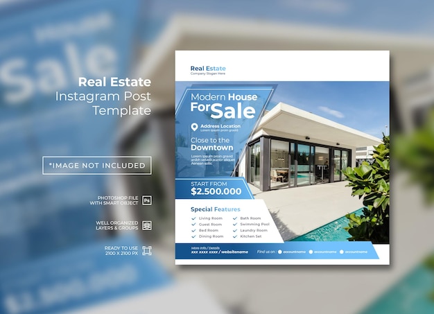 Modèle De Publication Instagram De Maison Immobilière à Vendre