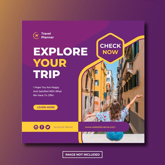 Modèle De Publication Instagram Sur Les Médias Sociaux Du Planificateur De Voyage