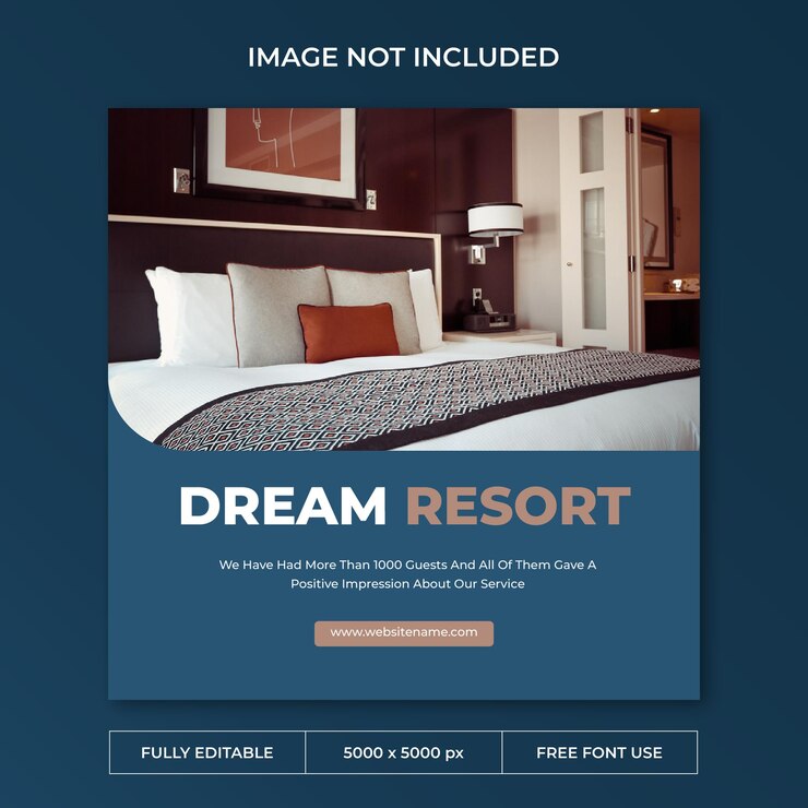 Modèle de publication instagram sur les médias sociaux de l'hôtel resort