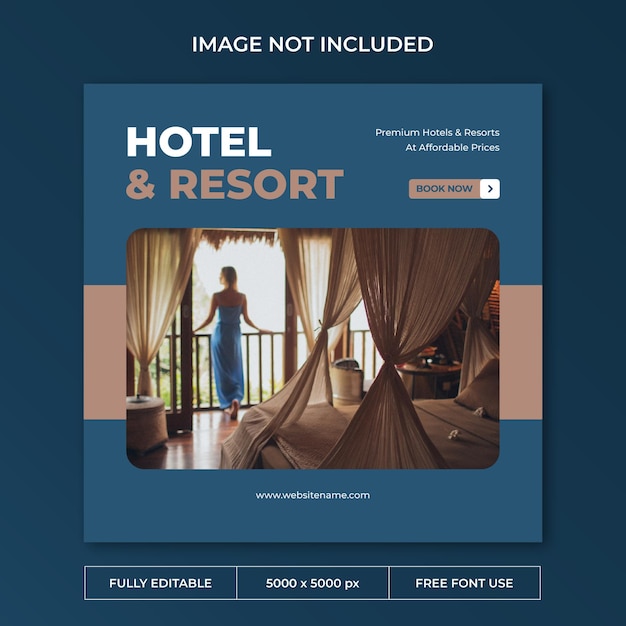 PSD modèle de publication instagram sur les médias sociaux de l'hôtel resort