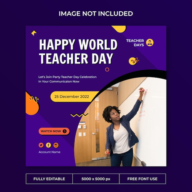 Modèle De Publication Instagram Sur Les Médias Sociaux De La Journée Des Enseignants