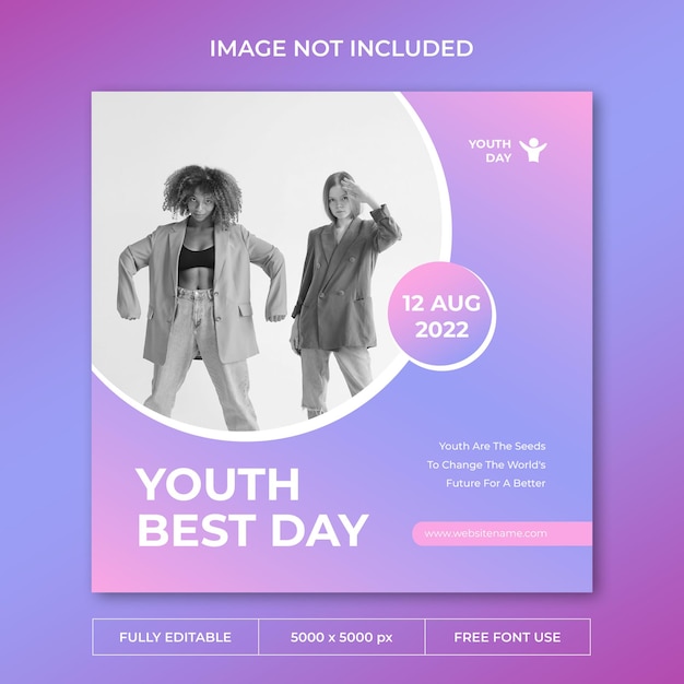 Modèle De Publication Instagram Sur Les Médias Sociaux De La Journée Internationale De La Jeunesse