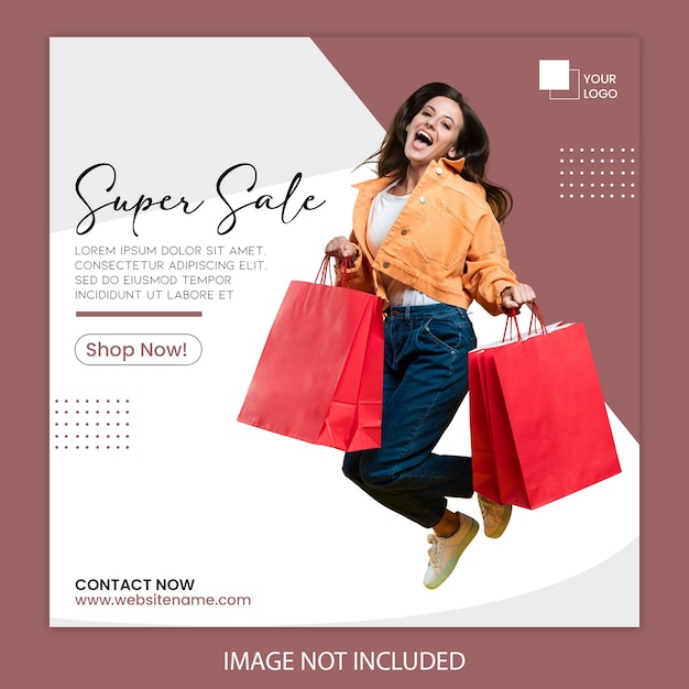 Modèle de publication Instagram de médias sociaux de mode moderne PSD