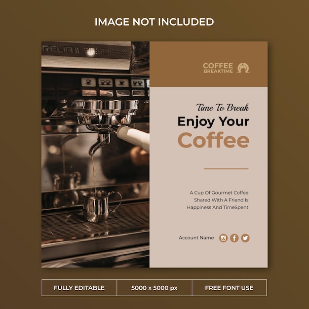 Modèle De Publication Instagram Sur Les Médias Sociaux Pour La Pause Café