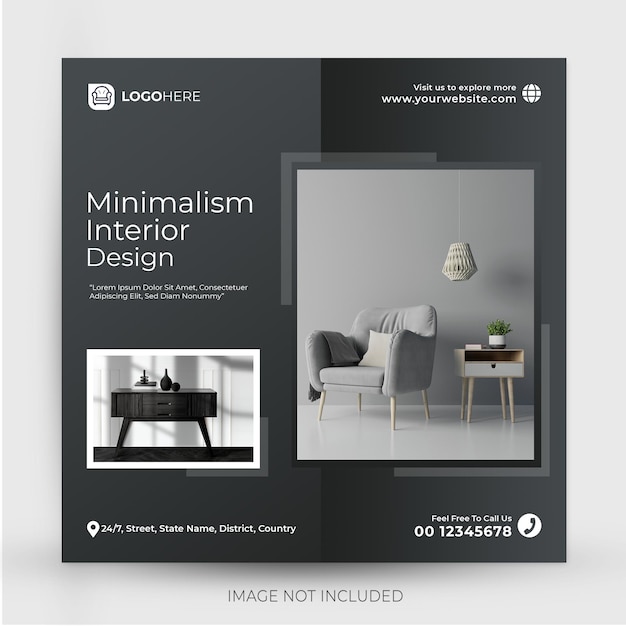 PSD modèle de publication instagram de meubles minimalistes