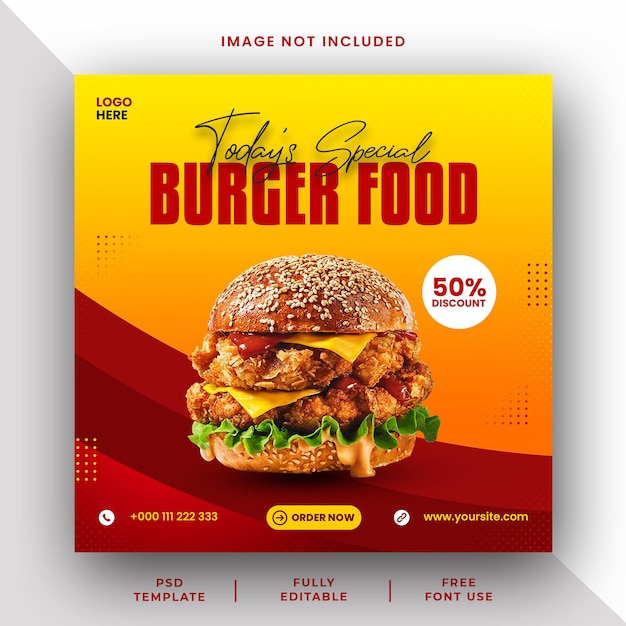 Le modèle de publication d'Instagram pour les médias sociaux Burger Food