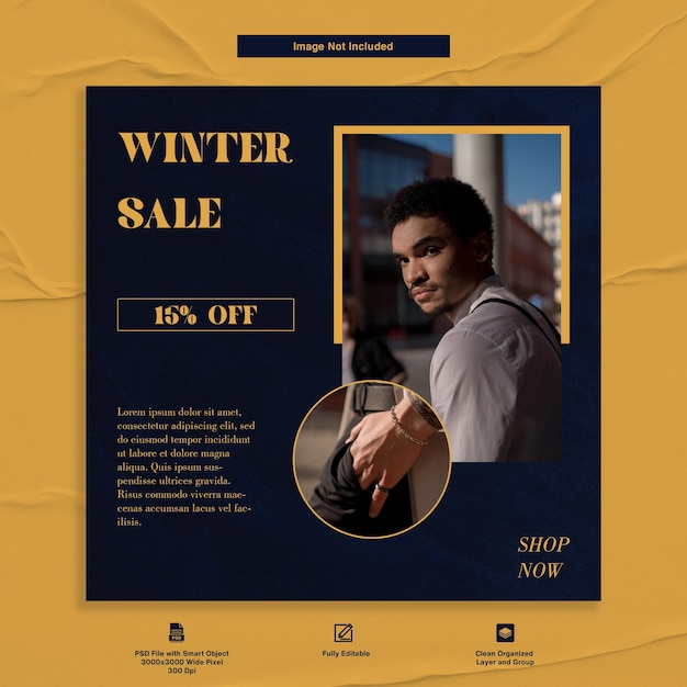 Modèle De Publication Instagram Pour Les Soldes D'hiver Pour Hommes