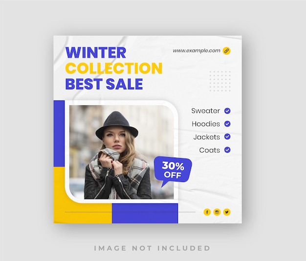 PSD modèle de publication instagram pour les soldes d'hiver