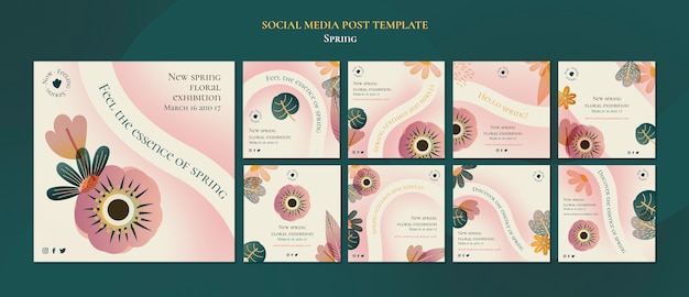 PSD modèle de publication instagram printemps dégradé