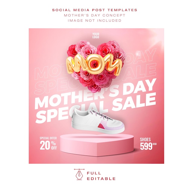 modèle de publication instagram propre et minimal pour la fête des mères