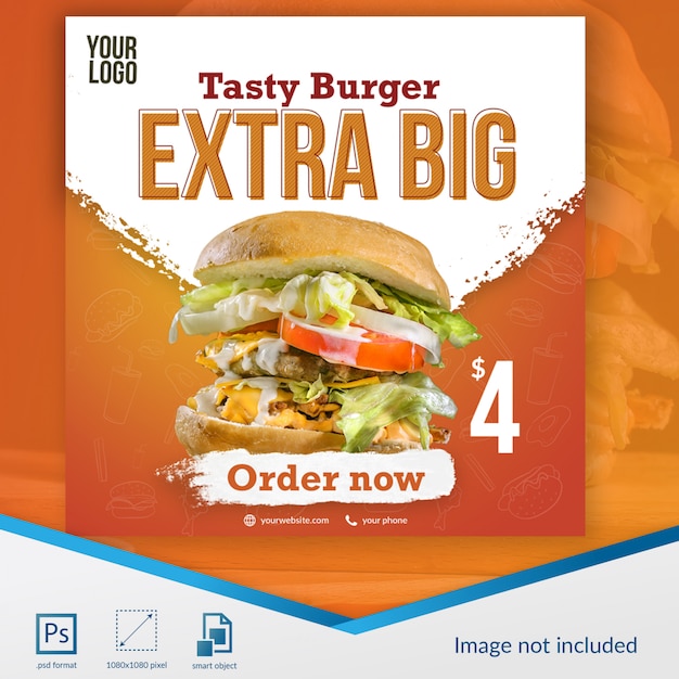 Modèle de publication de média social alimentaire Burger