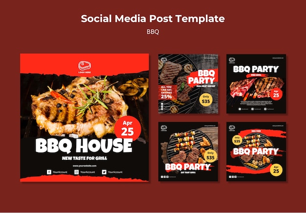Modèle de publication sur les médias sociaux avec barbecue