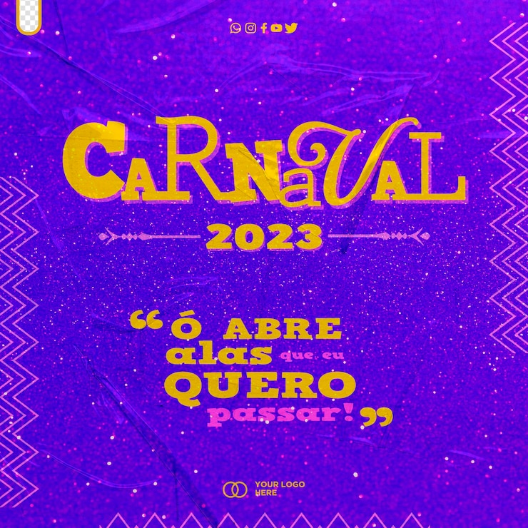 PSD modèle de publication sur les médias sociaux carnaval pour les événements carnaval au brésil