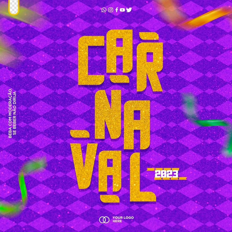 PSD modèle de publication sur les médias sociaux carnaval pour les événements carnaval au brésil