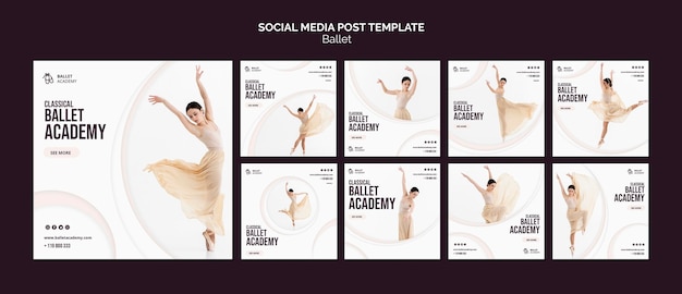 PSD modèle de publication de médias sociaux de concept de ballet
