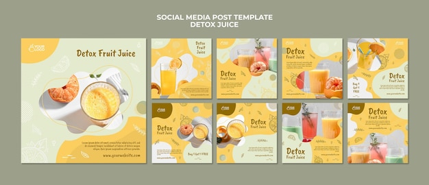 Modèle de publication de médias sociaux concept de jus de désintoxication