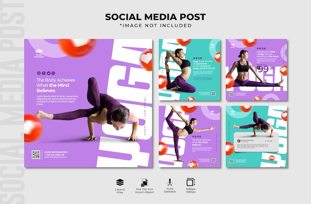 Modèle De Publication De Médias Sociaux De Concept De Yoga