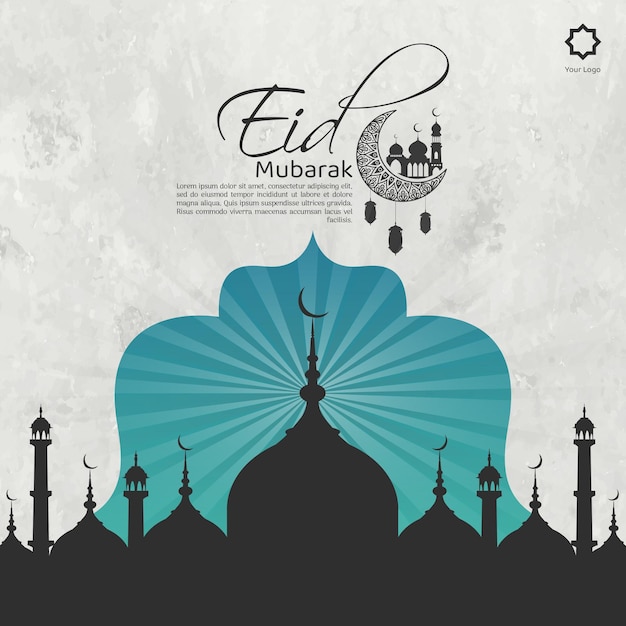 Modèle de publication de médias sociaux dégradé eid alfitr
