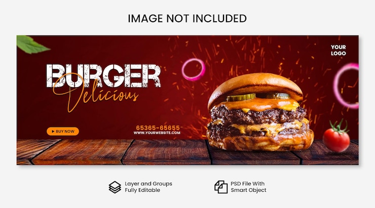PSD modèle de publication sur les médias sociaux delicious burger