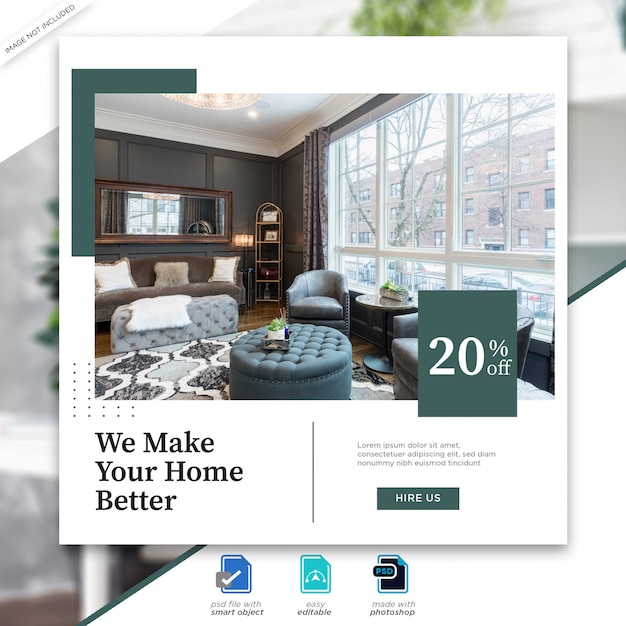 Modèle De Publication De Médias Sociaux De Design D'intérieur Psd Premium