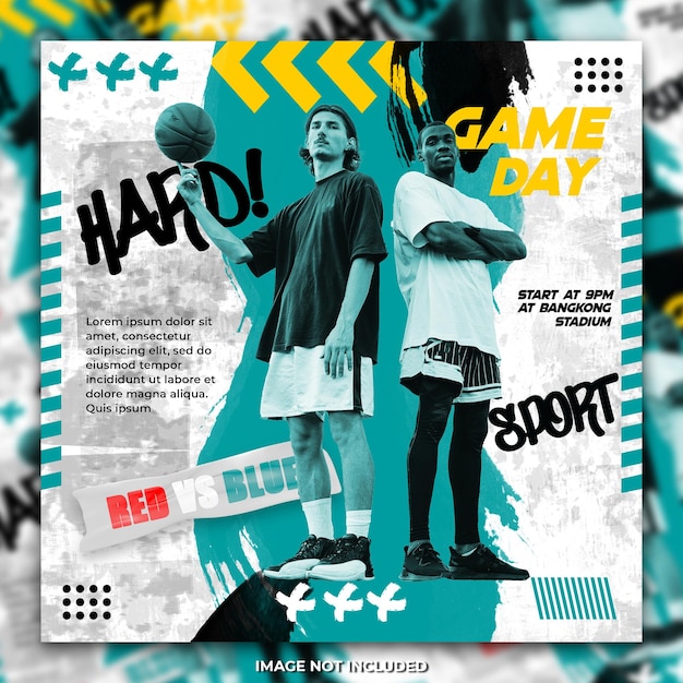 Modèle de publication sur les médias sociaux du jour du match de basket-ball