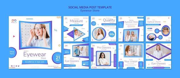 Modèle de publication sur les médias sociaux du magasin de lunettes