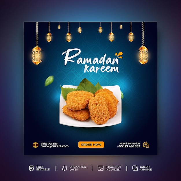 Modèle De Publication Sur Les Médias Sociaux Du Menu Alimentaire Spécial Ramadan Kareem Psd