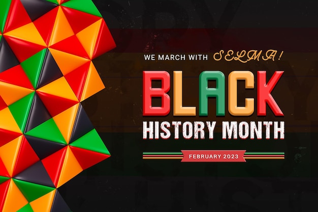 Modèle de publication sur les médias sociaux du mois de l'histoire des Noirs avec carte du drapeau africain 3d