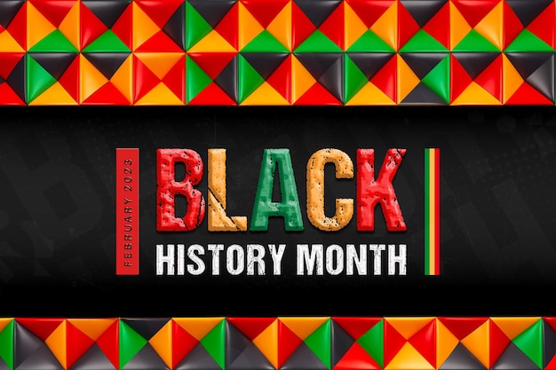 Modèle de publication sur les médias sociaux du mois de l'histoire des Noirs avec carte du drapeau africain 3d