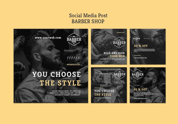 Modèle de publication sur les médias sociaux du salon de coiffure