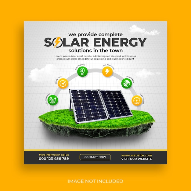 Modèle de publication de médias sociaux sur l'énergie solaire renouvelable et propre