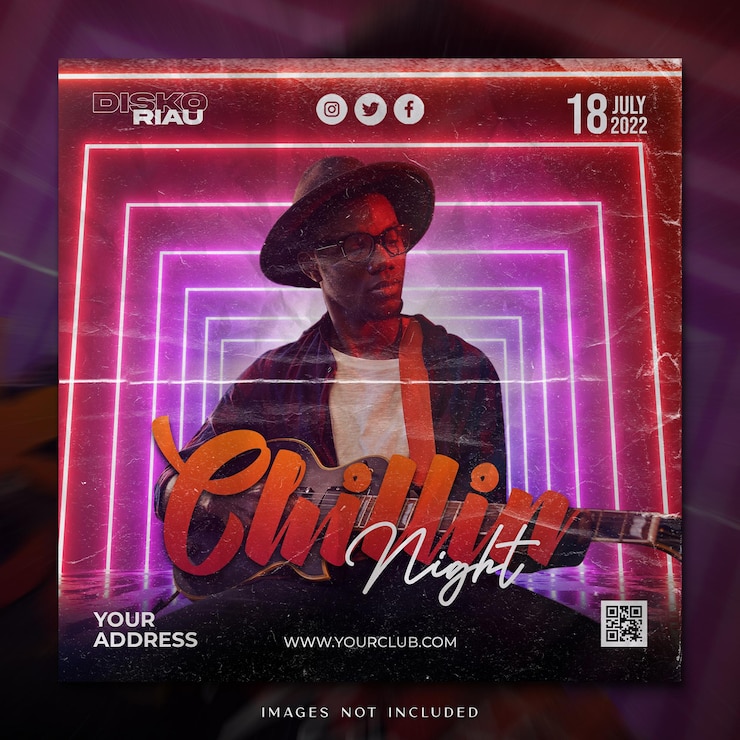 Modèle de publication sur les médias sociaux de la fête du club de dj de Chillin Night
