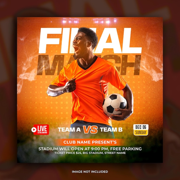 Modèle de publication sur les médias sociaux de football de match final