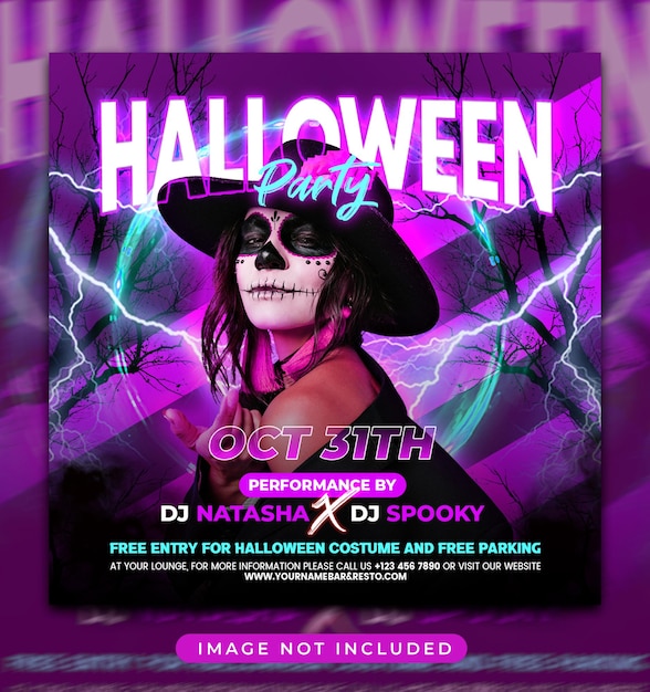 PSD modèle de publication sur les médias sociaux halloween horror night party flyer