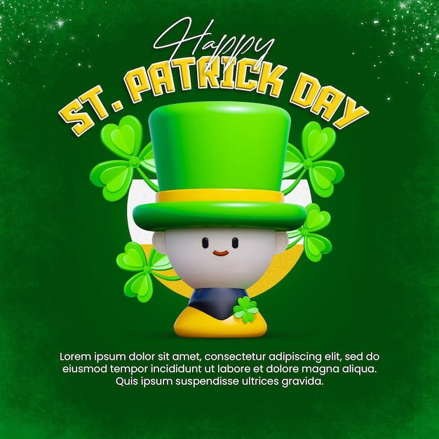 PSD modèle de publication sur les médias sociaux happy patrick day