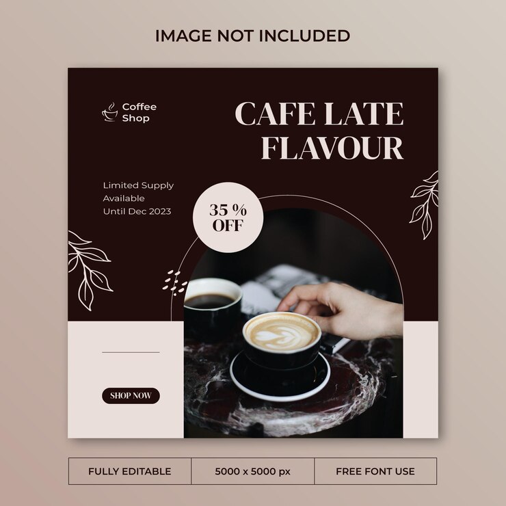 Modèle de publication de médias sociaux instagram de café