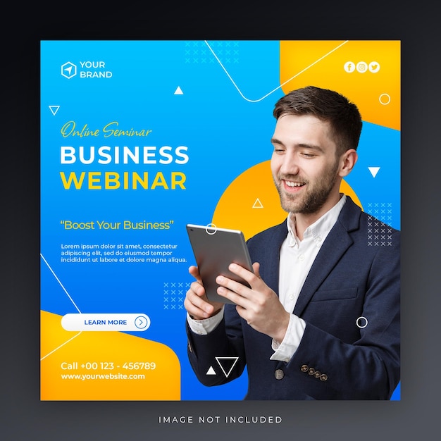 PSD modèle de publication sur les médias sociaux instagram avec conception de concept de webinaire d'agence de marketing créatif