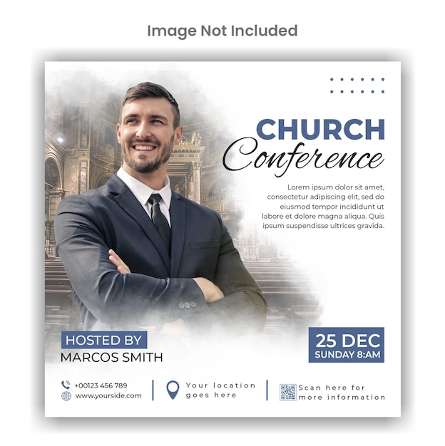 Modèle De Publication Sur Les Médias Sociaux Ou Instagram De La Conférence De L'église