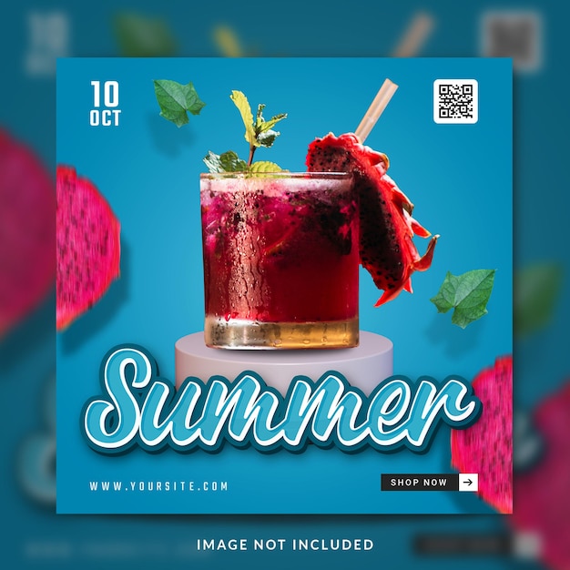 PSD modèle de publication de médias sociaux instagram menu frais d'été