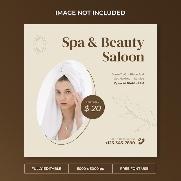Modèle de publication de médias sociaux instagram spa beauté
