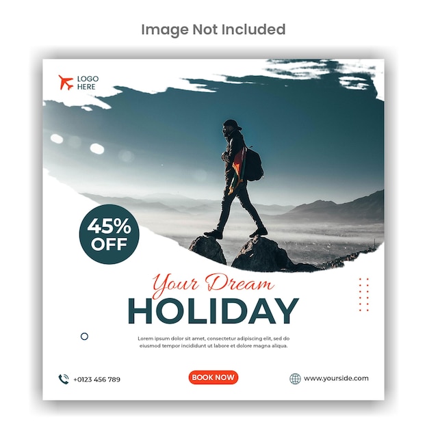 Modèle de publication sur les médias sociaux ou instagram de la tournée de vacances