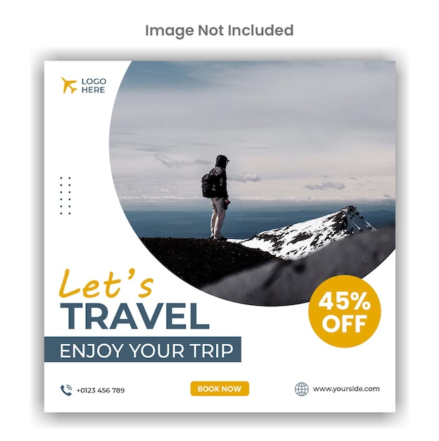 Modèle de publication sur les médias sociaux ou instagram de voyage