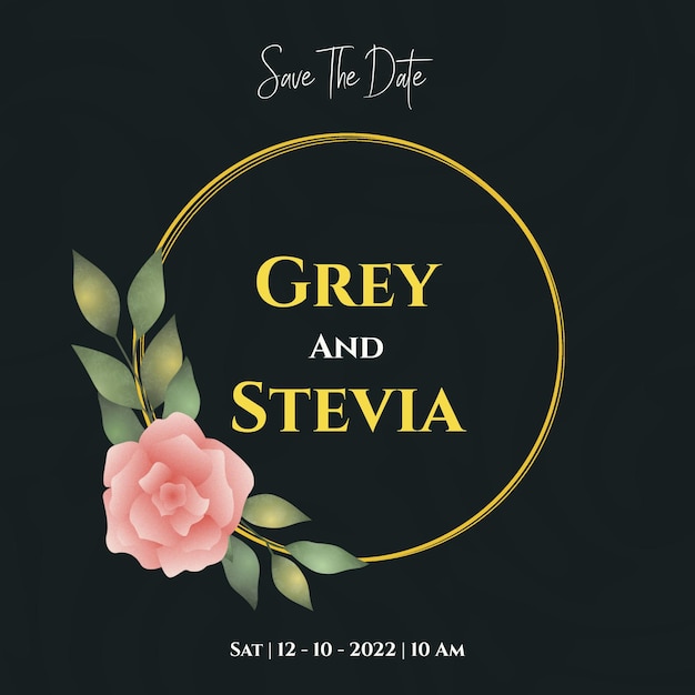Modèle de publication sur les médias sociaux d'invitation de mariage aquarelle feuillage