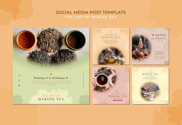PSD modèle de publication sur les médias sociaux de la maison de thé