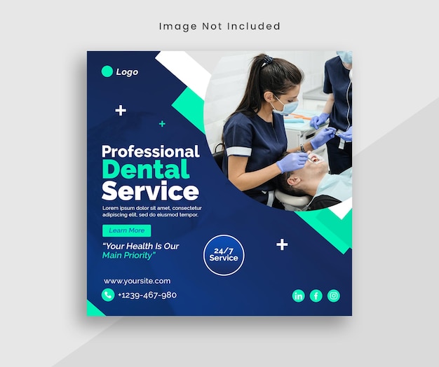 PSD modèle de publication sur les médias sociaux médicaux de dentiste professionnel et de soins de santé