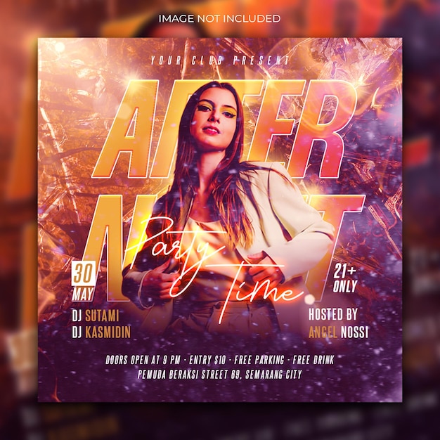 Modèle De Publication Sur Les Médias Sociaux Et Modèle Instagram De Flyer De Soirée Club Dj